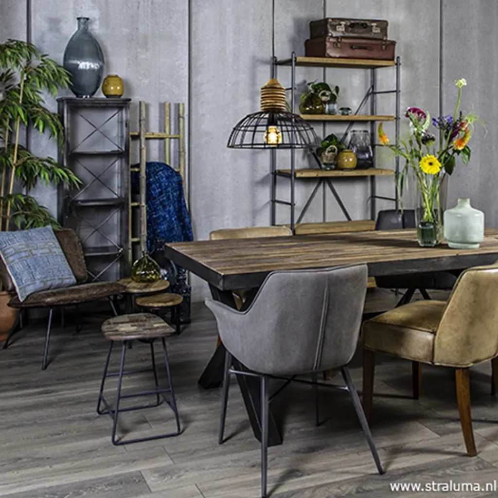 Straluma Eettafel Light & Living zink/hout> Light and Living|Eettafels