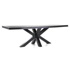 Straluma Eiken boomstam tafel met spinpoot zwart 240x100 cm> Eettafels