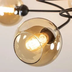 Straluma Elegante 5-lichts plafondlamp met amber glazen bollen></noscript> Woonkamerlampen|Slaapkamerlampen