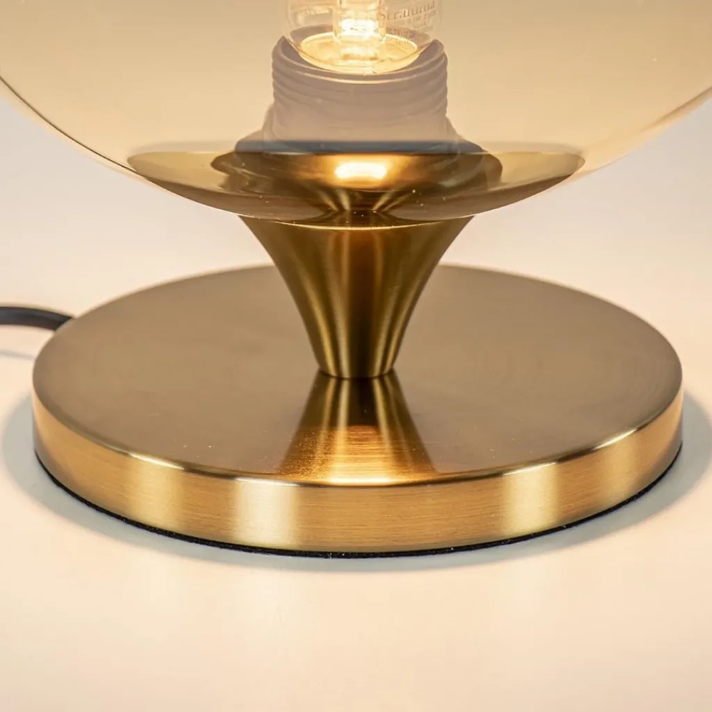 Straluma Elegante tafellamp donker goud met amber glazen bol 25 cm> Tafellampen|Luxe Verlichting