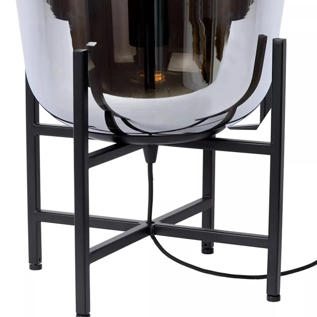 Straluma Elegante tafellamp zwart frame met smoke glazen kap> Tafellampen|Luxe Verlichting