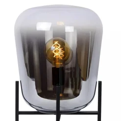Straluma Elegante tafellamp zwart frame met smoke glazen kap><noscript><img width=