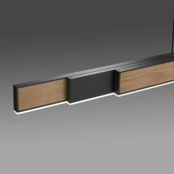 Straluma Elektrisch verstelbare LED hanglamp zwart met hout></noscript> Hanglampen|Eettafellampen