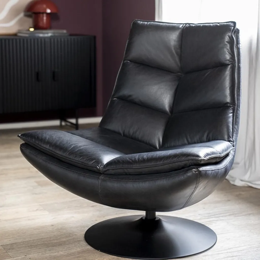 Straluma Fauteuil Sven leder - zwart> Fauteuils