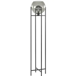 Straluma Frame vloerlamp mat zwart met smoke glazen bol> Woonkamerlampen|Vloerlampen