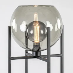 Straluma Frame vloerlamp mat zwart met smoke glazen bol></noscript> Woonkamerlampen|Vloerlampen
