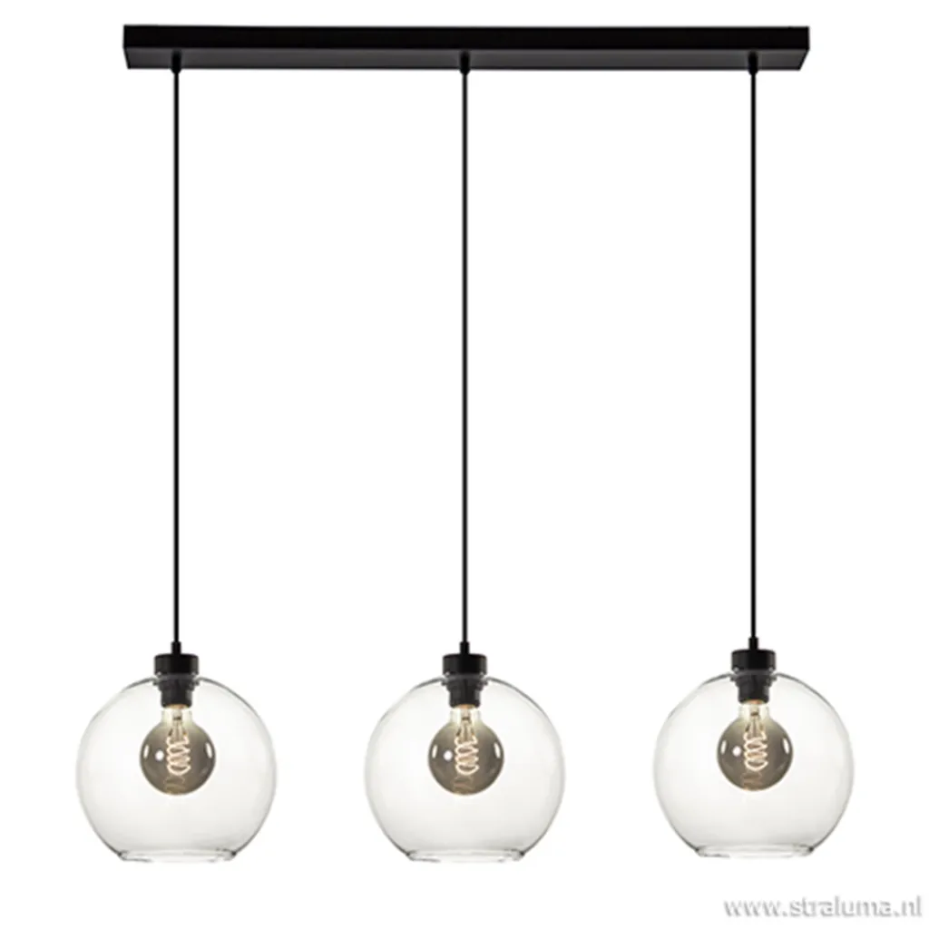 Straluma Glazen 3-lichts hanglamp eettafel clear> Eettafellampen|Pendel Lampen