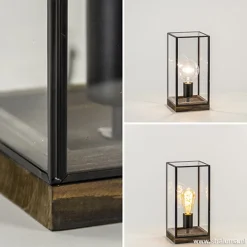 Straluma Glazen tafellamp Askjer hout met zwart></noscript> Light and Living|Woonkamerlampen