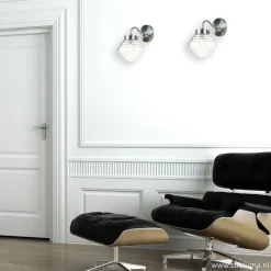 Straluma Glazen wandlamp met staal Deco></noscript> Woonkamerlampen|Slaapkamerlampen