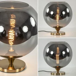 Straluma Globe tafellamp smoke/titanium met gouden voet></noscript> Tafellampen|Luxe Verlichting