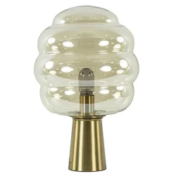 Straluma Gouden tafellamp Misty met amber glazen kap L&L> Tafellampen|Light and Living