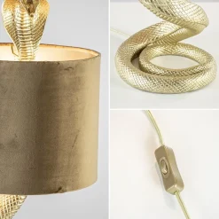 Straluma Gouden tafellamp Snake met velours kap></noscript> Tafellampen|Light and Living