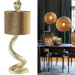 Straluma Gouden tafellamp Snake met velours kap></noscript> Tafellampen|Light and Living