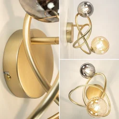 Straluma Gouden wandlamp met smoke en amber glas></noscript> Wandlampen|Woonkamerlampen