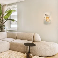 Straluma Gouden wandlamp met smoke en amber glas></noscript> Wandlampen|Woonkamerlampen