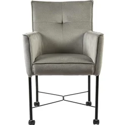 Straluma Grijs/beige eetkamerstoel met wieltjes gr 2> Eetkamerstoelen