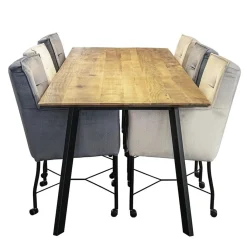 Straluma Grijs/beige eetkamerstoel met wieltjes gr 2></noscript> Eetkamerstoelen