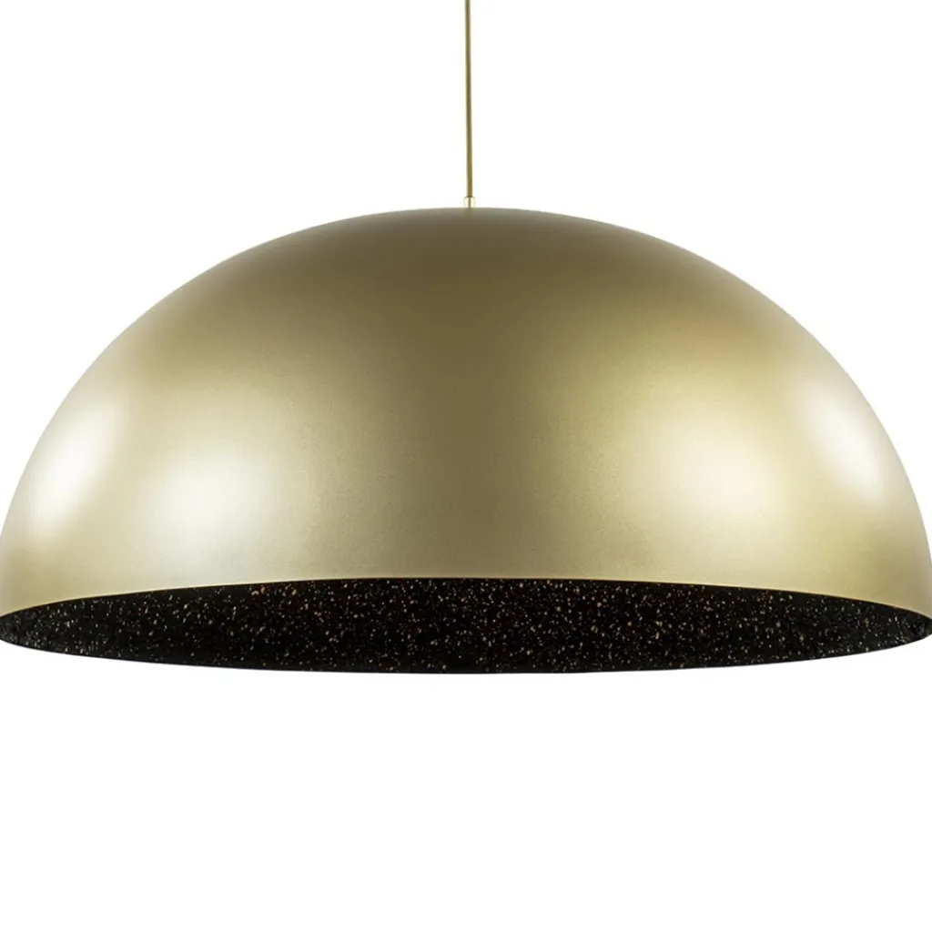Straluma Grote design hanglamp koepel mat goud met zwart 90 cm> Eettafellampen|Keukenverlichting