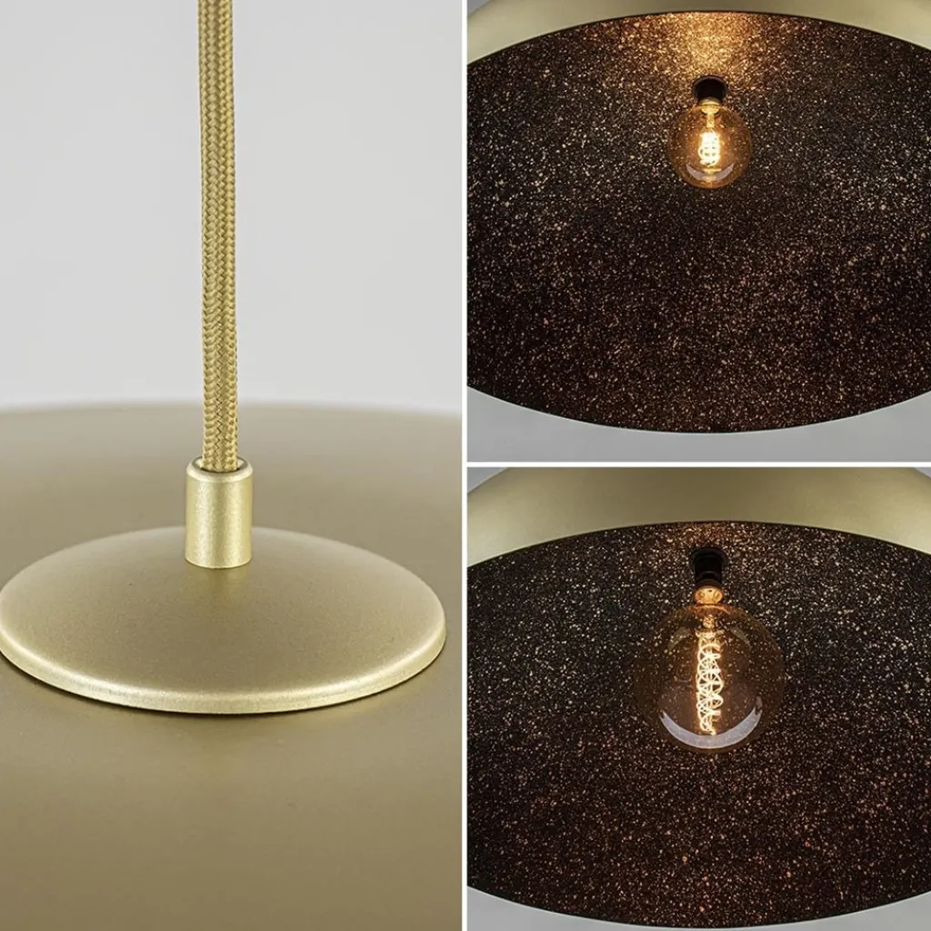 Straluma Grote design hanglamp koepel mat goud met zwart 90 cm> Eettafellampen|Keukenverlichting