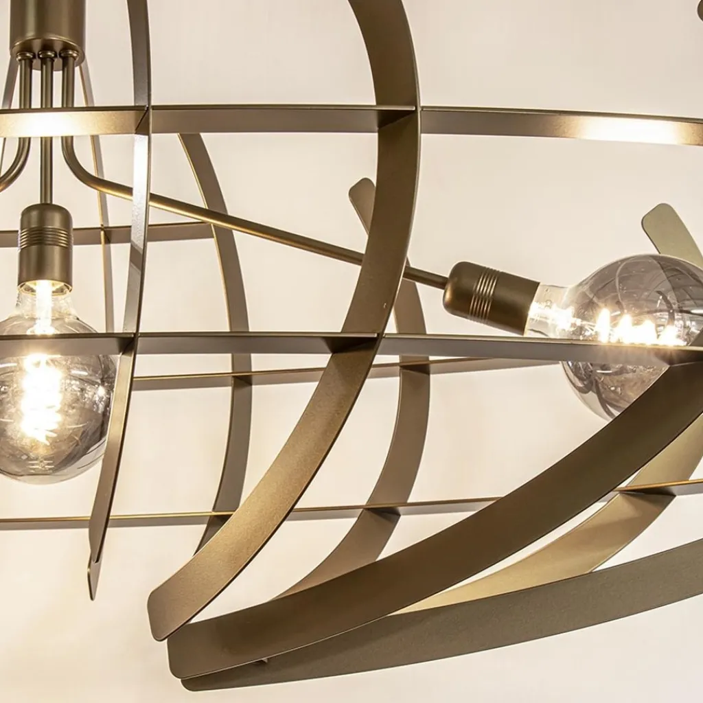 Straluma Grote design hanglamp ovaal oud messing> Eettafellampen|Videverlichting