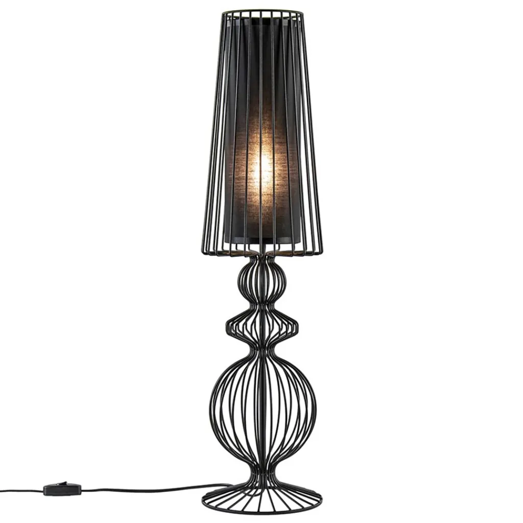 Straluma Grote draad tafellamp met zwarte kap> Tafellampen|Draadlampen