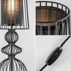 Straluma Grote draad tafellamp met zwarte kap><noscript><img width=