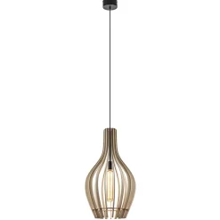 Straluma Grote hanglamp blank houten kap met zwart> Eettafellampen|Eetkamerverlichting