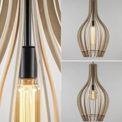 Straluma Grote hanglamp blank houten kap met zwart></noscript> Eettafellampen|Eetkamerverlichting