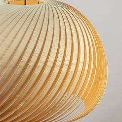 Straluma Grote hanglamp hout naturel rond 60 cm></noscript> Eettafellampen|Eetkamerverlichting