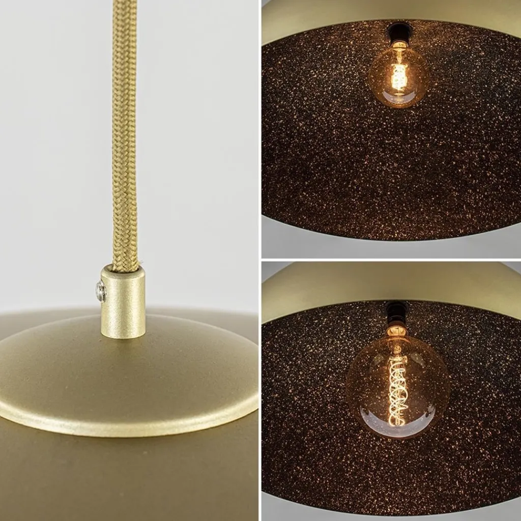 Straluma Grote hanglamp koepel mat goud met zwart 70 cm> Eettafellampen|Keukenverlichting