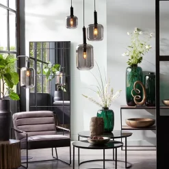 Straluma Grote hanglamp Lekar zwart met smoke glas></noscript> Hanglampen|Light and Living