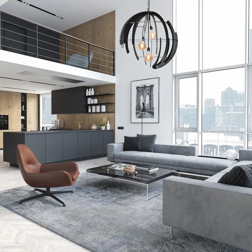 Straluma Grote hanglamp Terra 80 cm zwart> Eettafellampen|Videverlichting