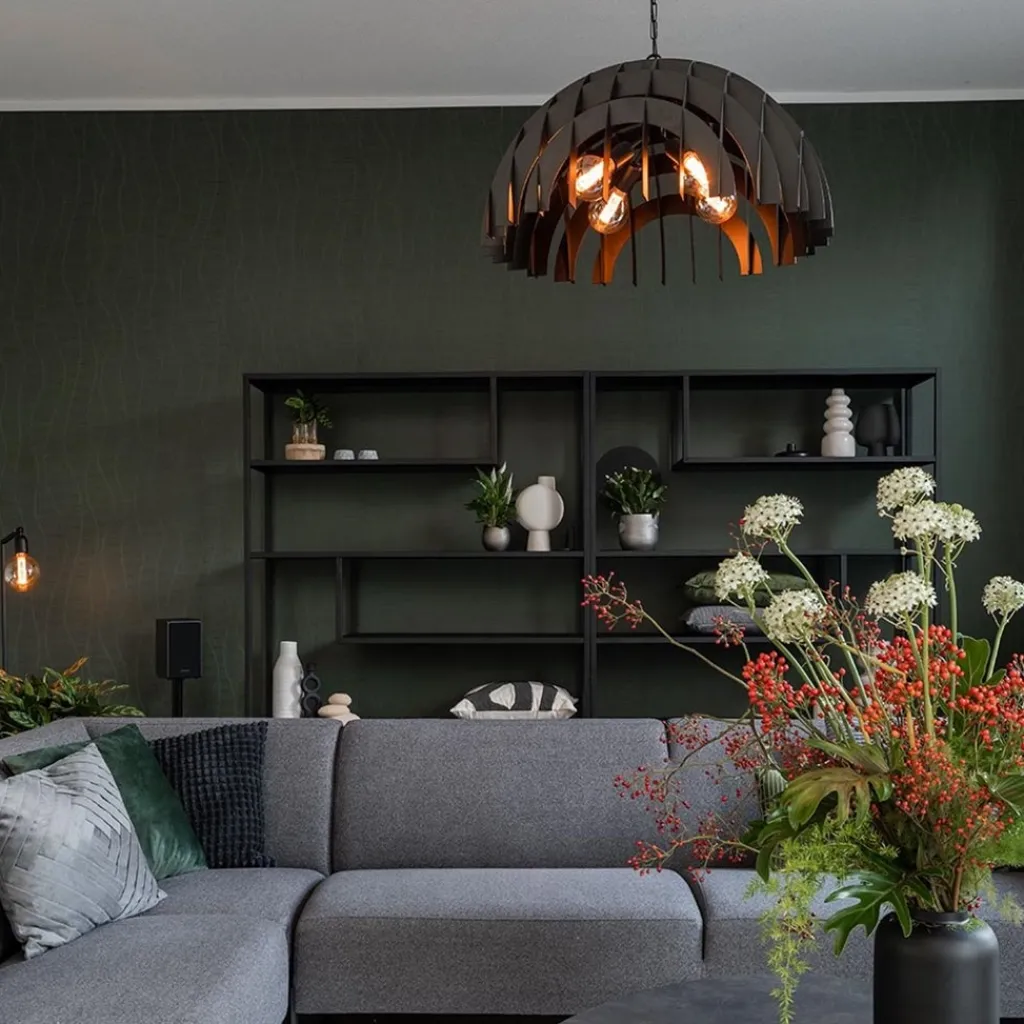 Straluma Grote koepel hanglamp Dome mat zwart metaal> Eettafellampen|Keukenverlichting