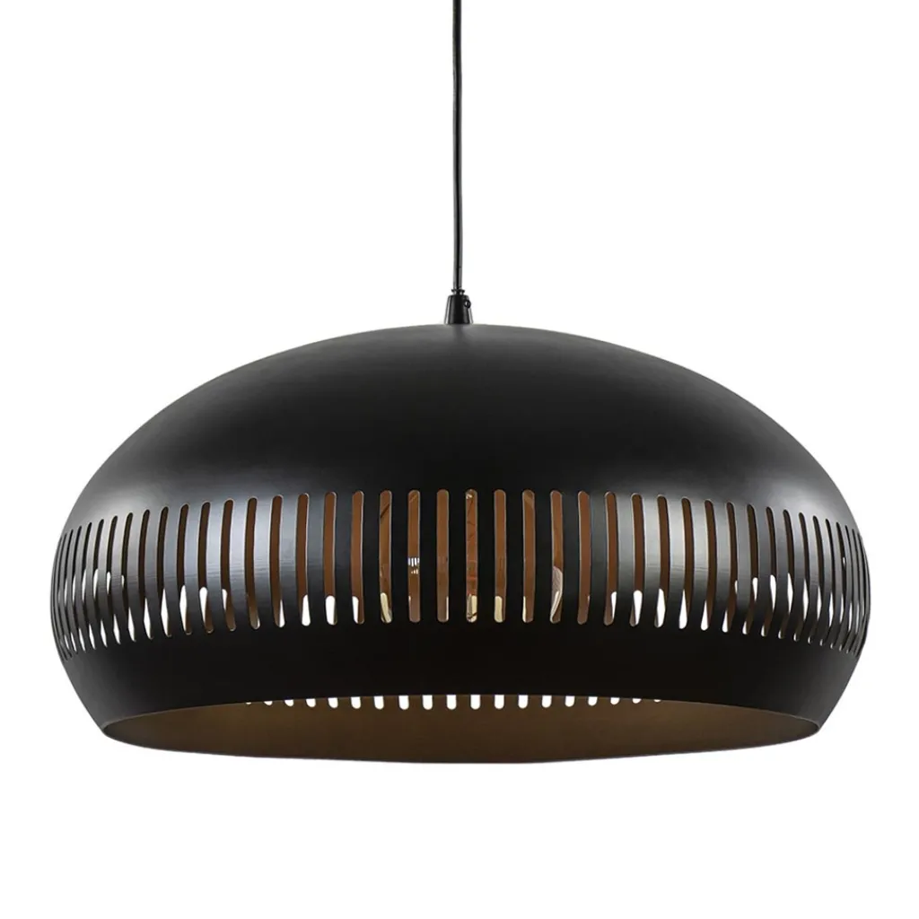 Straluma Grote koepel hanglamp zwart met goud 50 cm> Eettafellampen|Woonkamerlampen