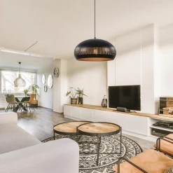 Straluma Grote koepel hanglamp zwart met goud 50 cm><noscript><img width=