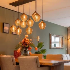 Straluma Grote landelijke hanglamp 10-lichts antiek brons Alvaro></noscript> Eettafellampen|Light and Living