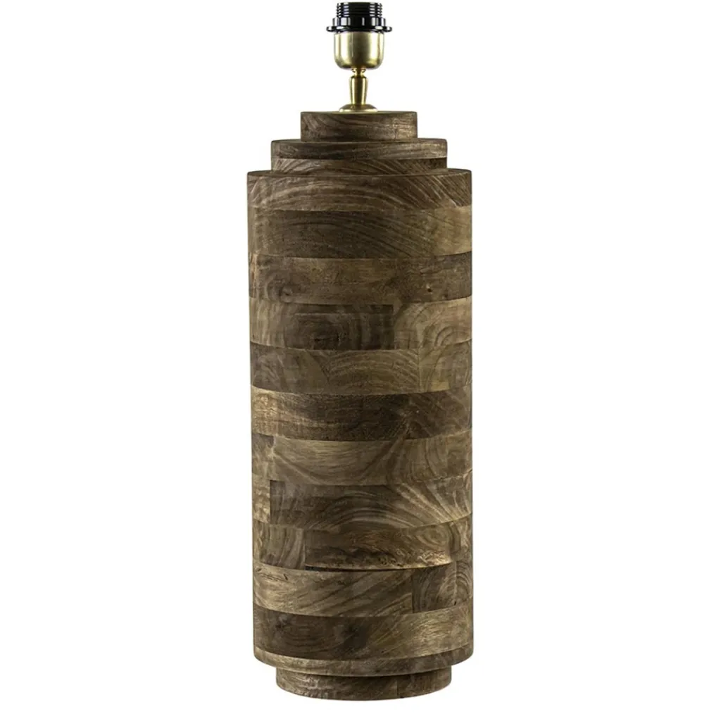 Straluma Grote landelijke lampvoet Pasco donker hout excl. kap> Light and Living|Schemerlampen