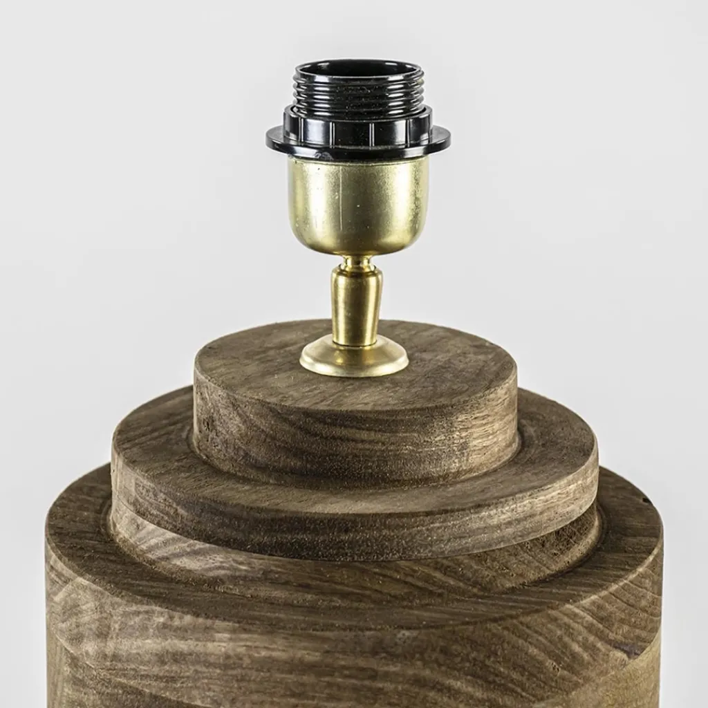 Straluma Grote landelijke lampvoet Pasco donker hout excl. kap> Light and Living|Schemerlampen