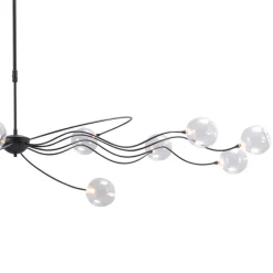 Straluma Grote LED hanglamp zwart met helder glazen bollen> Hanglampen|Eettafellampen