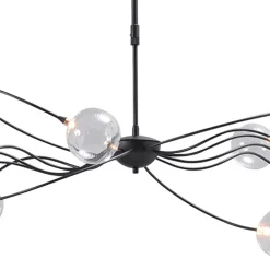 Straluma Grote LED hanglamp zwart met helder glazen bollen></noscript> Hanglampen|Eettafellampen