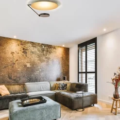 Straluma Grote LED plafondlamp zwart/goud indirect licht></noscript> Plafondlampen|Woonkamerlampen