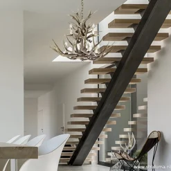 Straluma Grote 12-lichts kroonluchter met geweien></noscript> Eettafellampen|Videverlichting