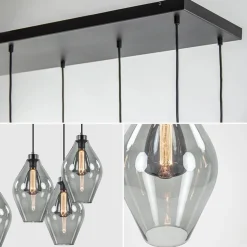 Straluma Grote 8-lichts multipendel hanglamp smoke glas ruit></noscript> Eettafellampen|Pendel Lampen