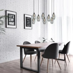 Straluma Grote 8-lichts multipendel hanglamp smoke glas ruit></noscript> Eettafellampen|Pendel Lampen