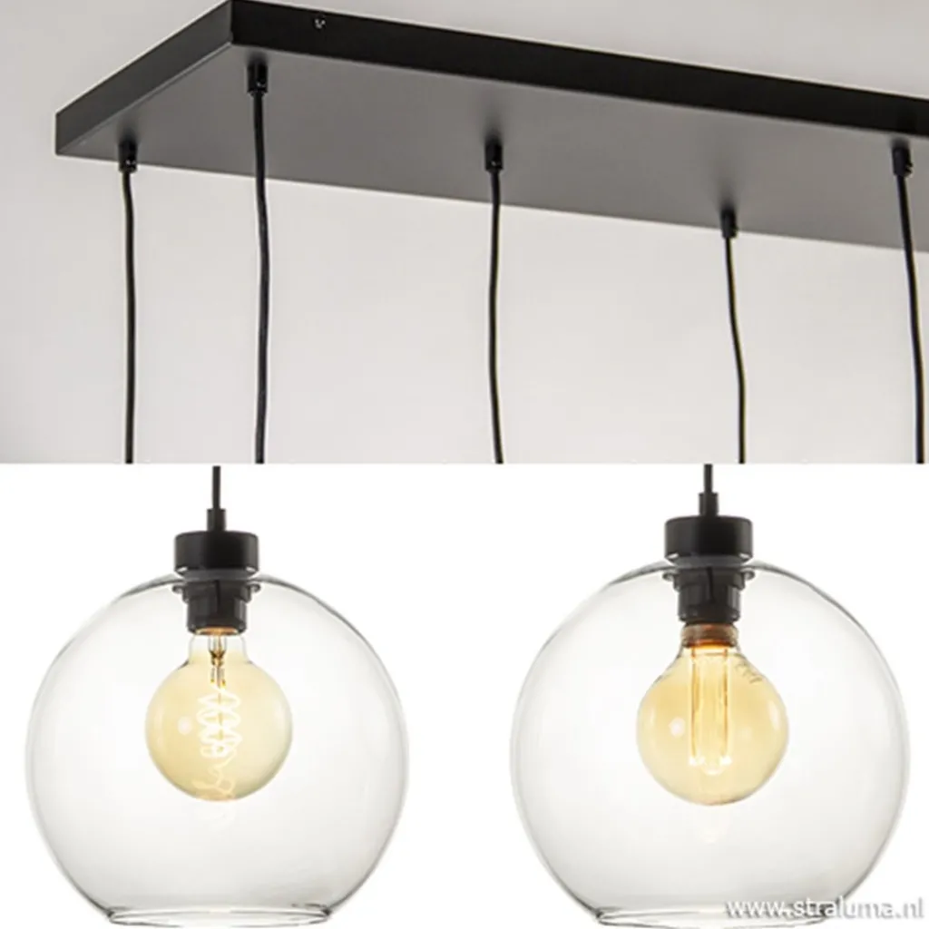 Straluma Grote 8-lichts multipendel/ hanglamp met helder glas> Eettafellampen|Pendel Lampen