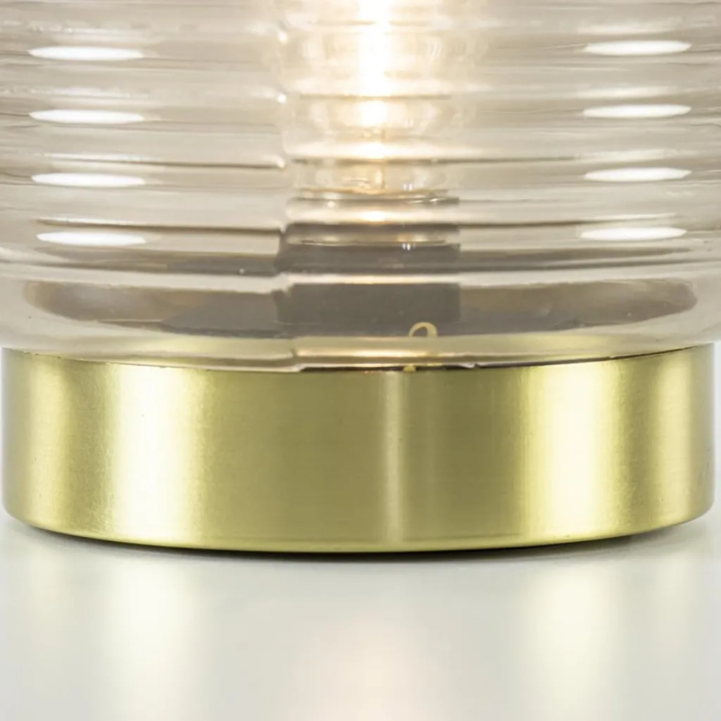 Straluma Grote Lipa tafellamp batterijen warm licht grijs ribbel glas> Tafellampen|Light and Living