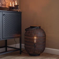 Straluma Grote Oosterse tafellamp lantaarn donker bruin></noscript> Woonkamerlampen|Slaapkamerlampen