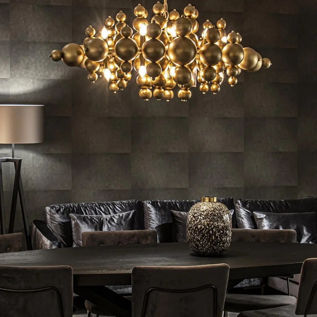 Straluma Grote ovale hanglamp Blow mat brass> Eettafellampen|Videverlichting