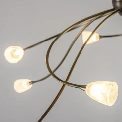 Straluma Grote plafondlamp brons met wit glas inclusief LED></noscript> Plafondlampen|LED Plafondlampen