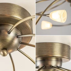 Straluma Grote plafondlamp brons met wit glas inclusief LED></noscript> Plafondlampen|LED Plafondlampen